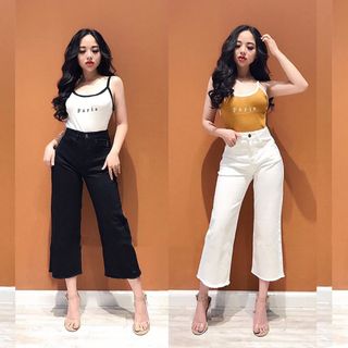 Quần jean ống xuông cắt lai