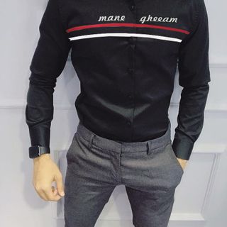 Áo sơ mi nam in chữ