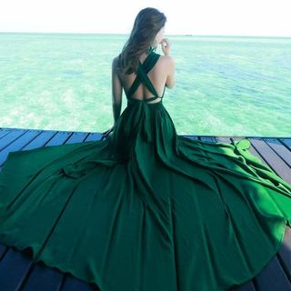 Đầm Maxi Xanh Đan Dây