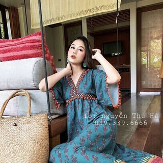 Đầm maxi viền thổ cẩm giá sỉ