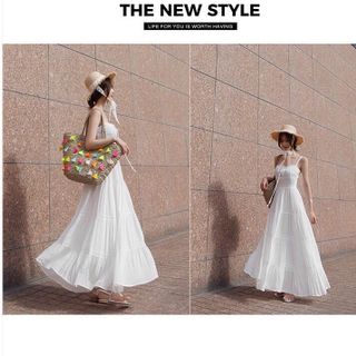 Đầm Maxi Đục Lỗ Trắng
