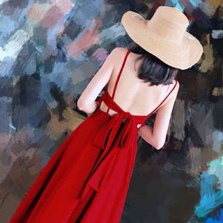 Đầm Maxi Cổ V Nơ Lưng