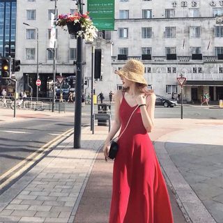 Đầm Maxi Cổ V Dây Chéo