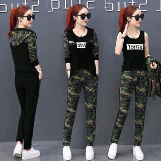 Set bộ đồ thể thao nữ lính Strict gồm áo khoác áo thun quần dài