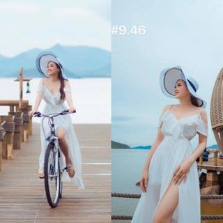 Đầm Maxi Cổ V Bèo Viền