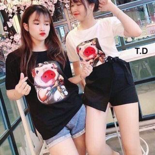 Áo thun kim sa hình heo ỉn nhé