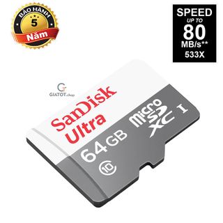 Thẻ nhớ 64Gb SanDisk Ultra Class 10 80Mb/s có thể xuất hóa đơn giá sỉ