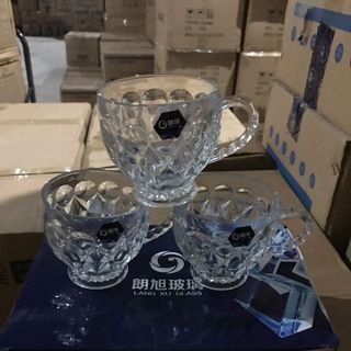 Bộ 6 Cốc Quai Thủy Tinh Trắng 195ml (THÙNG 12B)
