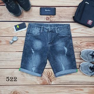 Short Jean CO DÃN Màu XÁM Wash rách