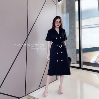 ĐẦM CỔ VEST KÈM BELT