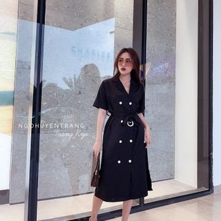 ĐẦM CỔ VEST KÈM BELT