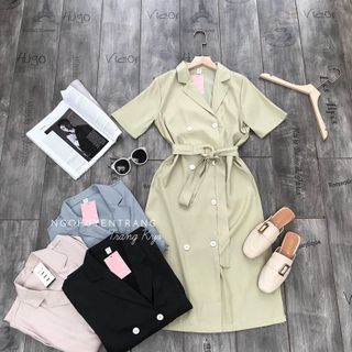 ĐẦM CỔ VEST KÈM BELT