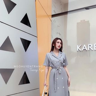 ĐẦM CỔ VEST KÈM BELT