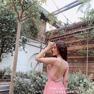ĐẦM VOAN HAI LỚP HỞ LƯNG