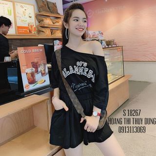 SET ÁO THUN CỔ XÉO KÈM CHÂN VÁY