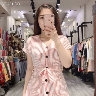 ĐẦM CÔNG SƠ SỌC 2 TÚI CÓ DÂY THẮT EO