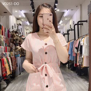 ĐẦM CÔNG SƠ SỌC 2 TÚI CÓ DÂY THẮT EO