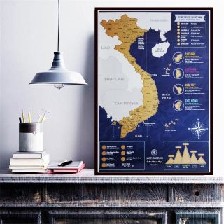 Bản đồ cào Việt Nam phiên bản Vàng - Vietnam Scratch Map Gold Deluxe Edition