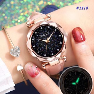 ah1118- đồng hồ dây da kim tuyến