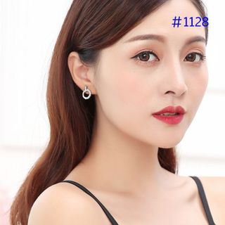 ah1128 Bông tai tròn kim cương nhân tạo