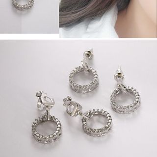 ah1128 Bông tai tròn kim cương nhân tạo