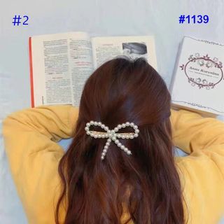 ah1139- Kẹp tóc nơ đính ngọc trai