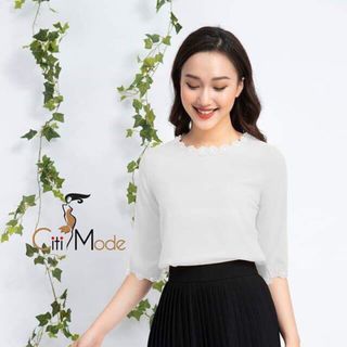 Áo nữ sơ mi von viền hoa size s m l giá sỉ