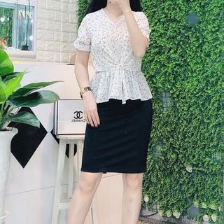 Áo nữ Về hàng sơ mi voan nơ ngực 5 màu hoa và chấm bi Size sml giá sỉ