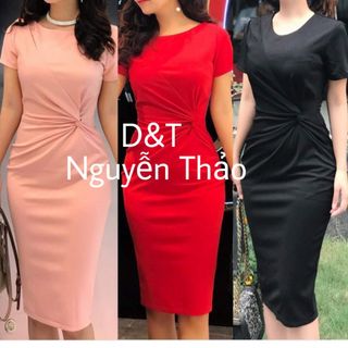 Đầm ôm xoắn eo tay ngắn