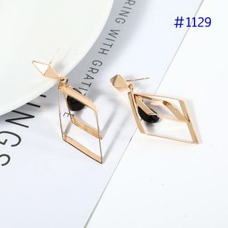ah1129 - Bông tai tam giác tròn hạt đen