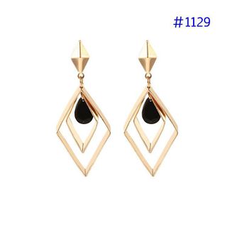 ah1129 - Bông tai tam giác tròn hạt đen