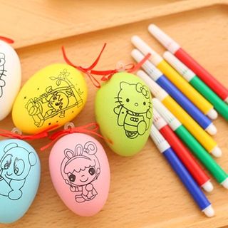 bộ trứng tô màu gồm 1 trứng và 4 bút 4 màu giá sỉ 5800đ