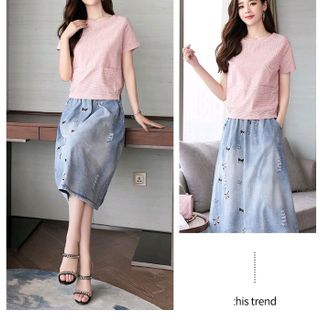 Sét bộ chân váy jean áo Kate đẹp