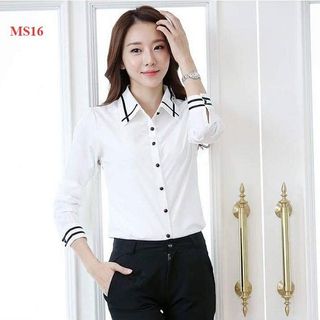 ÁO SƠ MI NỮ TAY DÀI - VIỀN CỔ - VẢI BAO ĐẸP