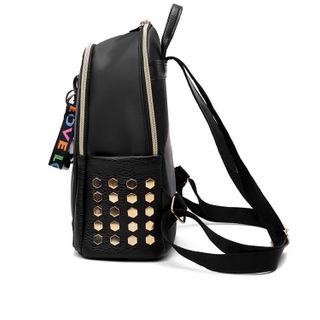 Balo Nữ Thời Trang Gắn Đinh Tán Siêu Cá Tính Màu Đen D8008