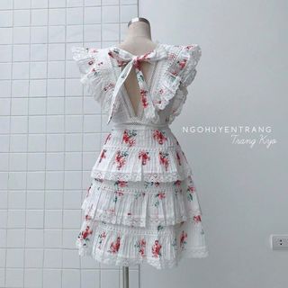 ĐẦM HOA PHỐI REN NƠ LƯNG