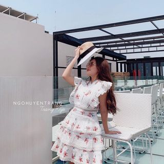 ĐẦM HOA PHỐI REN NƠ LƯNG