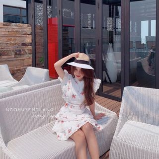 ĐẦM HOA PHỐI REN NƠ LƯNG