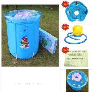 Bể Bơi Thành Cao 80x80cm Kèm Phao Đỡ Cổ Bơm Chân