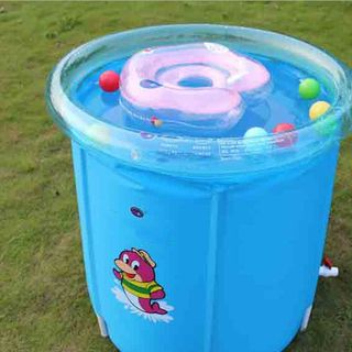 Bể Bơi Thành Cao 80x80cm Kèm Phao Đỡ Cổ Bơm Chân