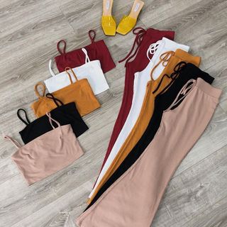 SET ÁO HAI DÂY QUẦN THUN ÔM BODY