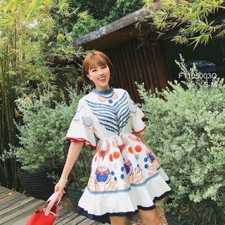 Đầm xô xòe tay bèo họa ti