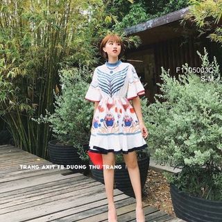 Đầm xô xòe tay bèo họa ti