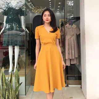 đầm dự tiệc 2 màu đính ngọc trai