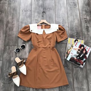 ĐẦM CỔ THỦY THỦ ĐÍNH NÚT BỌC