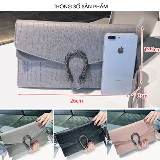 Clutch Da Vân Rắn Khóa Rồng Sang Trọng D8411