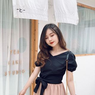 Set chân váy xoè áo nơ