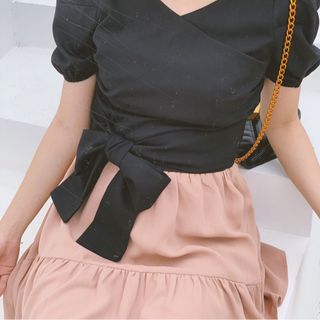 Set chân váy xoè áo nơ