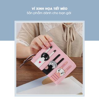 Ví Nữ 3 mèo dễ thương xinh xắn dây kéo D8254