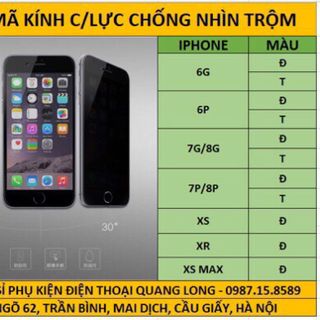 KÍNH CƯỜNG LỰC CHỐNG NHÌN TRỘM HÀNG HÃNG CẬU BÉ ĐỎ CÁC MÃ IPHONE
